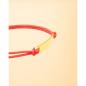 Preview: 1,5 mm dickes rotes Nylonarmband mit silbernem Edelstahlverschluss und Gravurplatte - Casso Red Gold